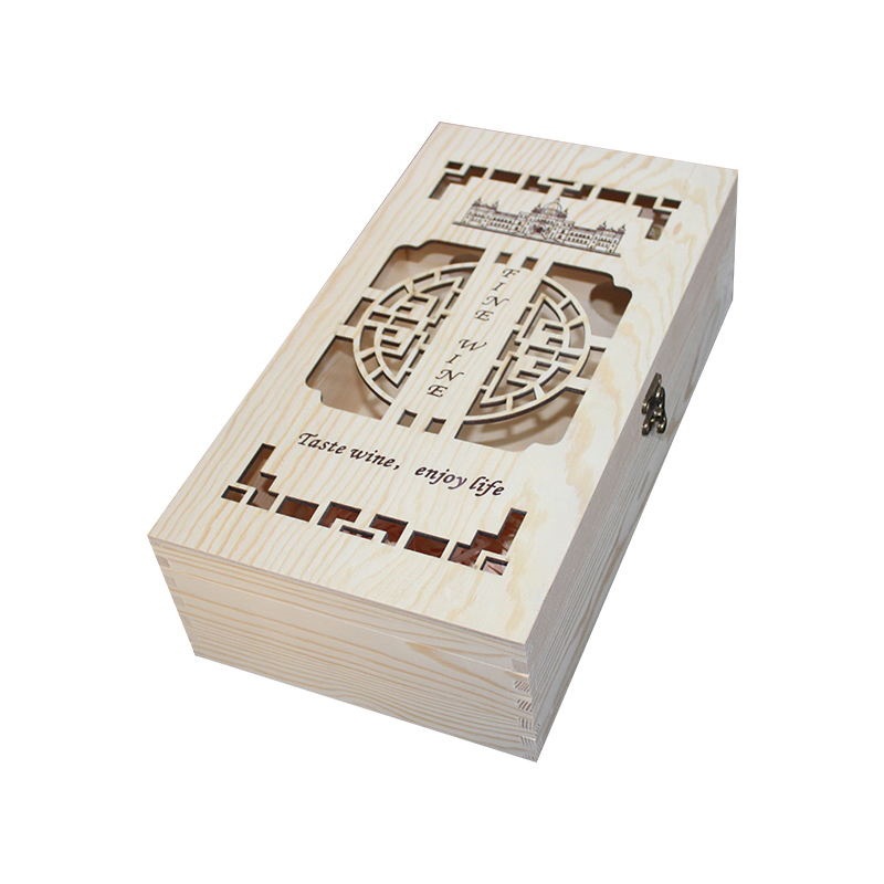 Red wine wooden box wholesale wine wooden box factory spot wooden red wine box Cao County factory direct supply