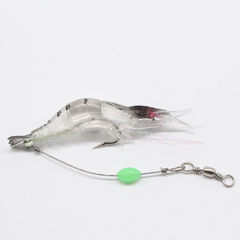 Luya bait fake shrimp with hook shrimp 9cm/6g fish bait bionic bait simulation Soft Bait soft shrimp luminous cocked black fish