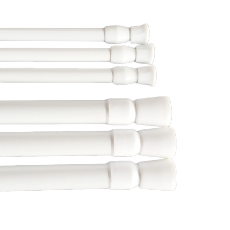 Manufacturer Wholesale White Paint Telescopic Rod High Carbon Steel Punch-free Door Curtain Rod Shower Curtain Rod Storage Curtain Rod White