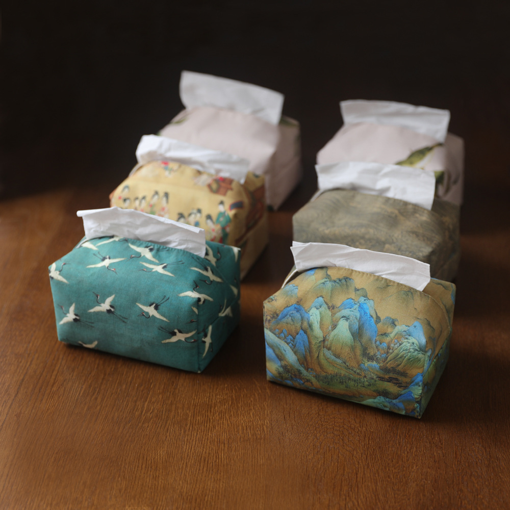 Элегантный чехол для салфеток в китайском стиле из ткани, хлопка и льна, с известной картиной