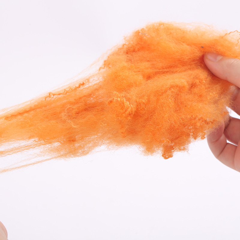Polyester staple fiber color chemical fiber in stock supply 5D * 102mm recycled polyester colored polyester fiber orange staple fiber