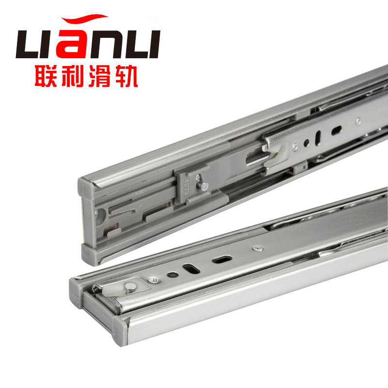 45 wide drawer slide rail three-section buffer damping guide rail hydraulic self-priming damping slide rail 8 inch three-section buffer slide rail