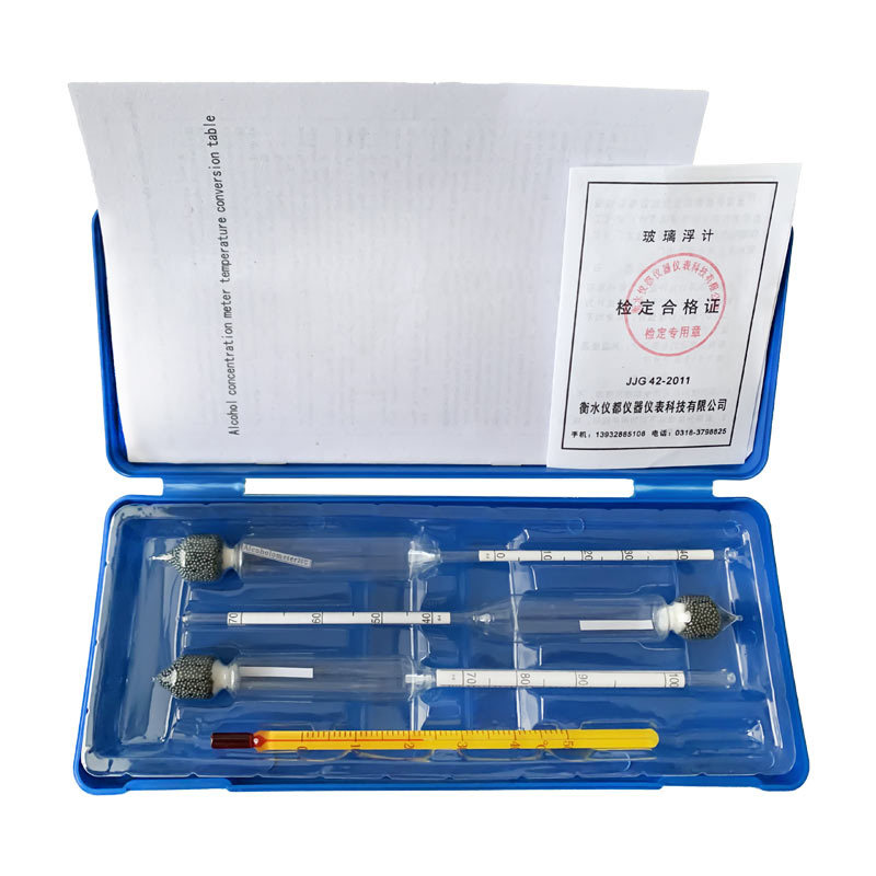 With measuring cylinder plastic box three sets of alcohol meter alcohol meter suit household alcohol meter wholesale