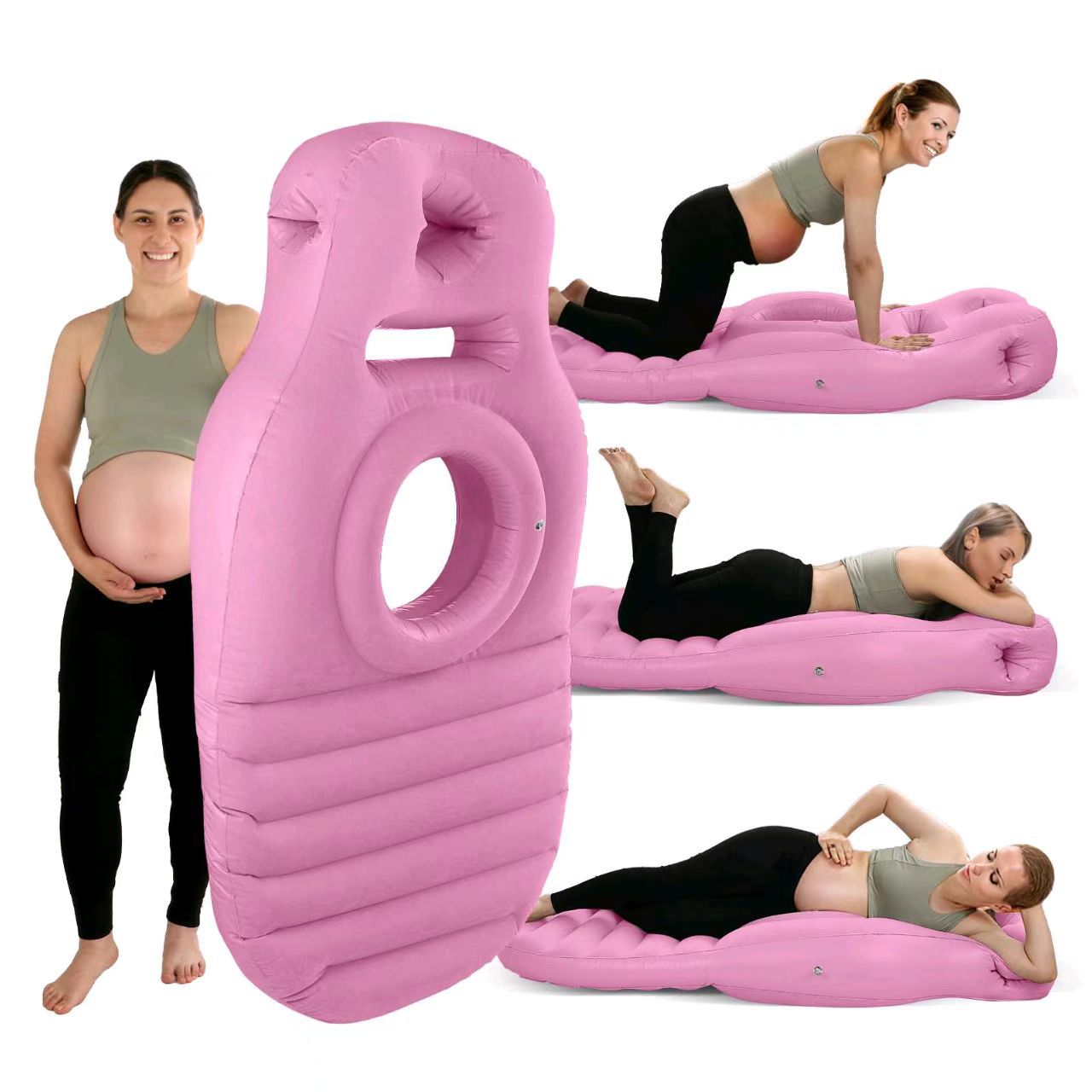 Inflatable Pregnant Women Air Cushion Cross-border in stock PVC Inflatable Pregnant Women Cushion Sleeping Mattress Concave-convex Comfortable Pregnant Women O-type Sleeping Mat