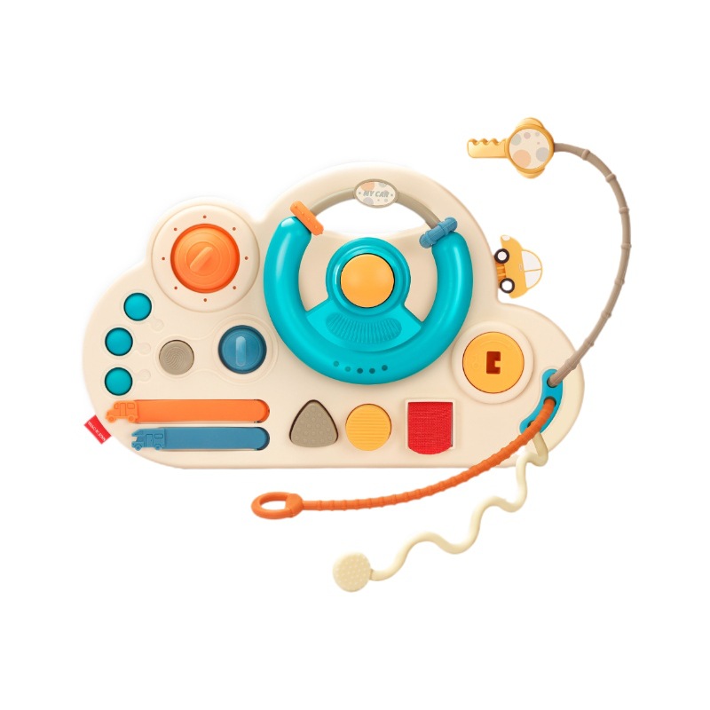 Infant Steering Wheel Busy Board Montessori Early Education Multifunctional Simulation Busy Board Children's Learning to Drive