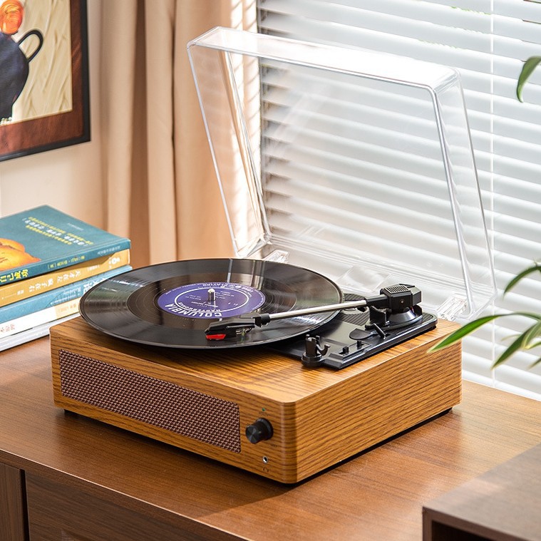 Spot Cross-Border Vinyl Record Player with Cover Dustproof Player Wireless Bluetooth Wooden Retro Gramophone Gift