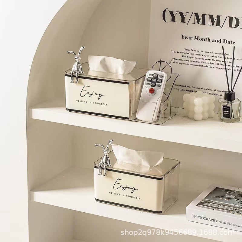 Nordic creative rabbit crafts with screw cup lid handle accessories household tissue box jewelry storage box ornaments