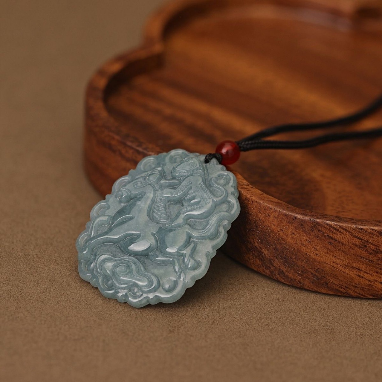 Natural A-Grade Jadeite Blue Water Dragon Brand Zodiac Dragon Business Prosperity Wealth Pendant Ice Jade Men and Women Pendant