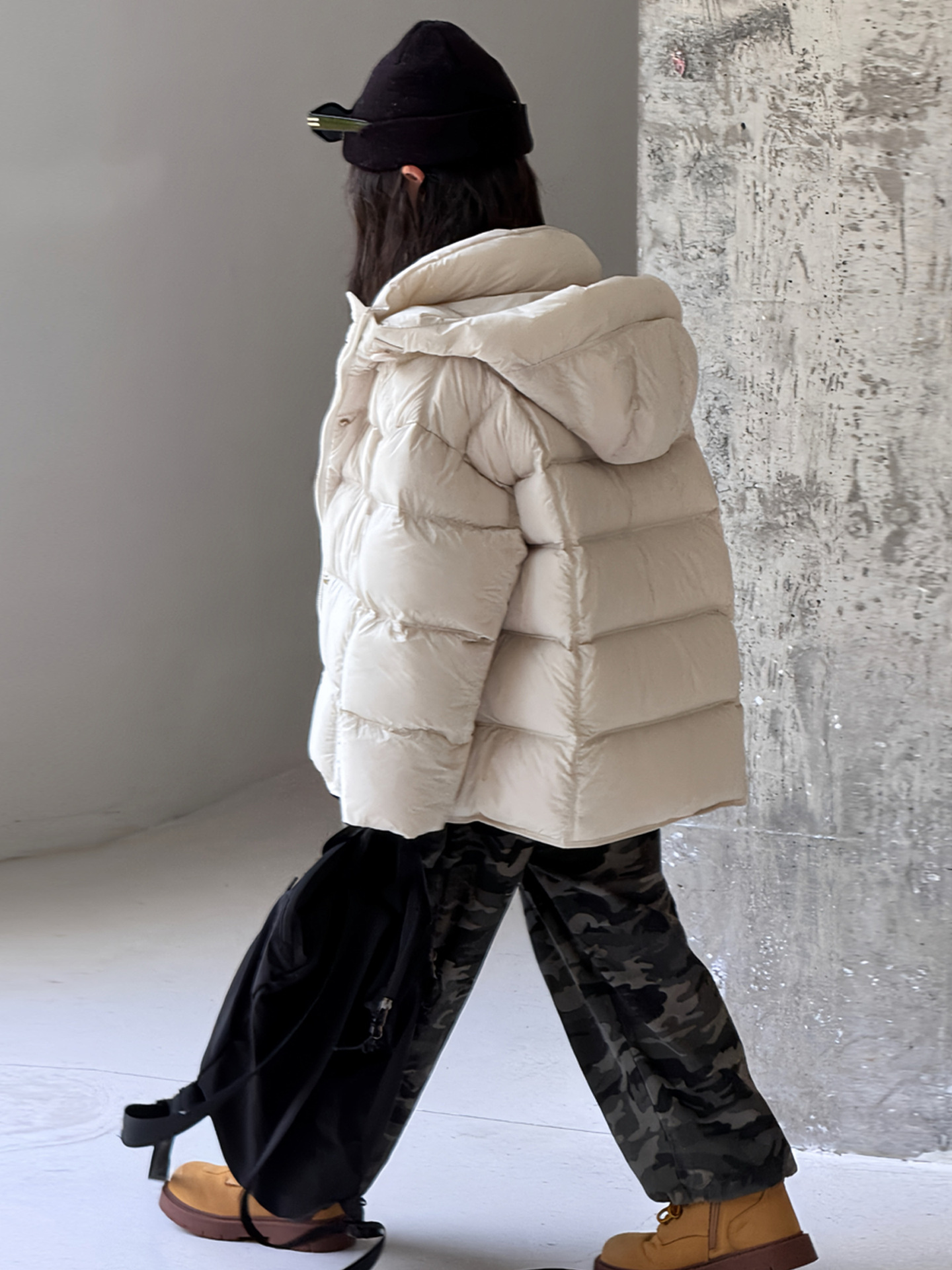 Children's down Jacket Korean Style New Boys and Girls Thick Hooded White Duck down Warm Puff Coat Trendy