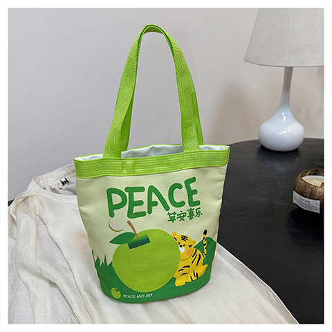 Oil Painting Style Handbag Cute Printed Handbag Outdoor Portable Handbag Cartoon Student Canvas Bag Wholesale