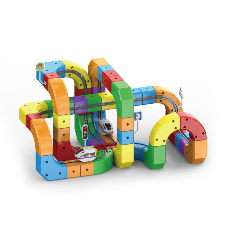 Children's Educational Toys, Versatile Anti-Gravity Magnetic Track Car, Electric Harmony Magic Large Particle Building Blocks for Boys