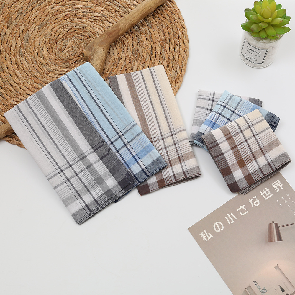 40cm Cross-Border Best-Selling Classic Vintage Men's Handkerchief Pure Cotton for Middle-Aged and Elderly Men and Women as a Gift