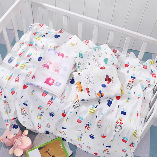 Gauze Wrap Newborn Swaddling Towel Gauze Bamboo Cotton Baby Wrap Baby Bath Towel Printed Quilt Export