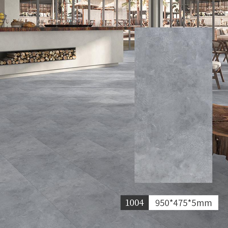 Spc Stone Plastic Lock Wood Floor Pure Color Cream Wabi-Sabi Style Household Micro-Cement Pvc Stone Crystal Snap-On Floor