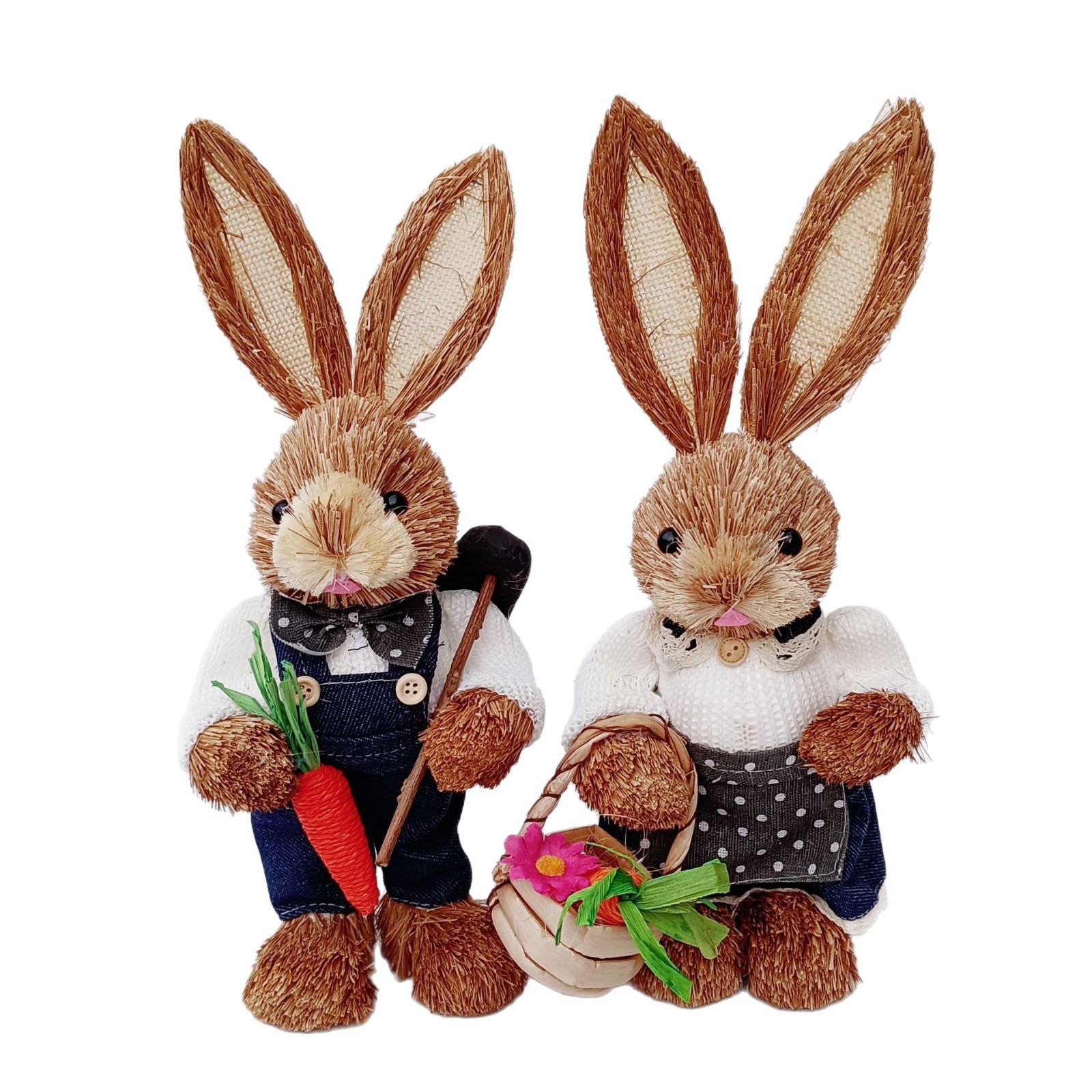 Directly from the Manufacturer, 35cm Small Cross-Border Scenic Area Reed Woven Rabbit Christmas Ornaments Handmade Intangible Cultural Heritage Gifts