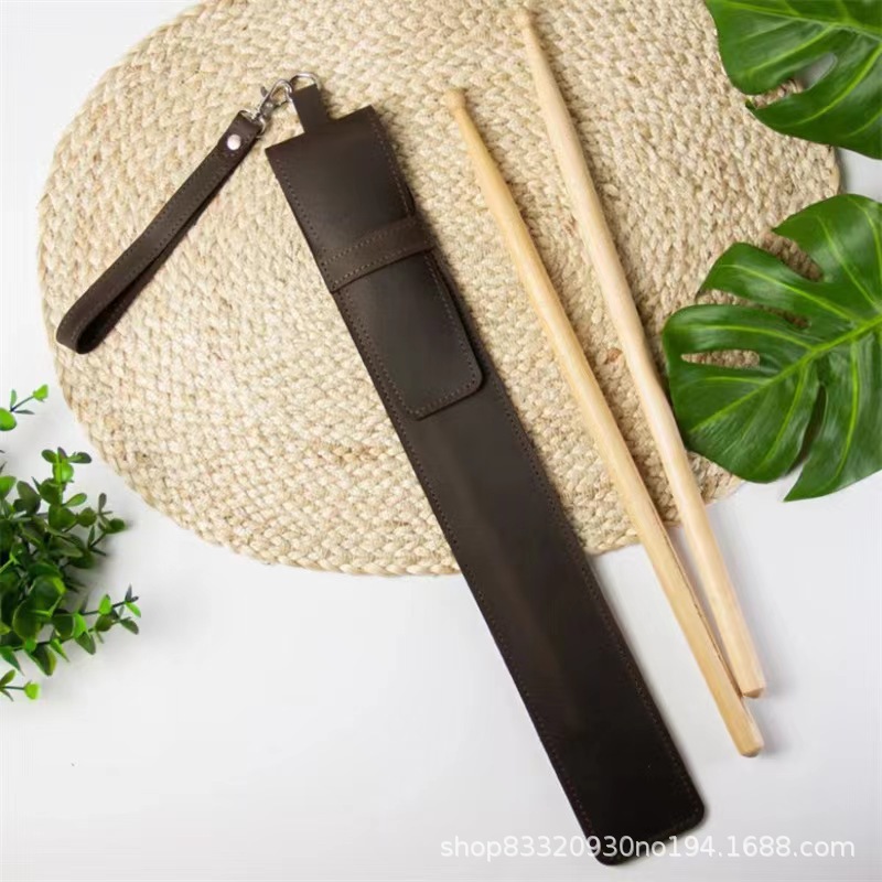 Cross-Border Amazon Etsy Retro Drum Stick Leather Cosmetics Bag Simple and Portable Percussion Instrument Drumstick Set
