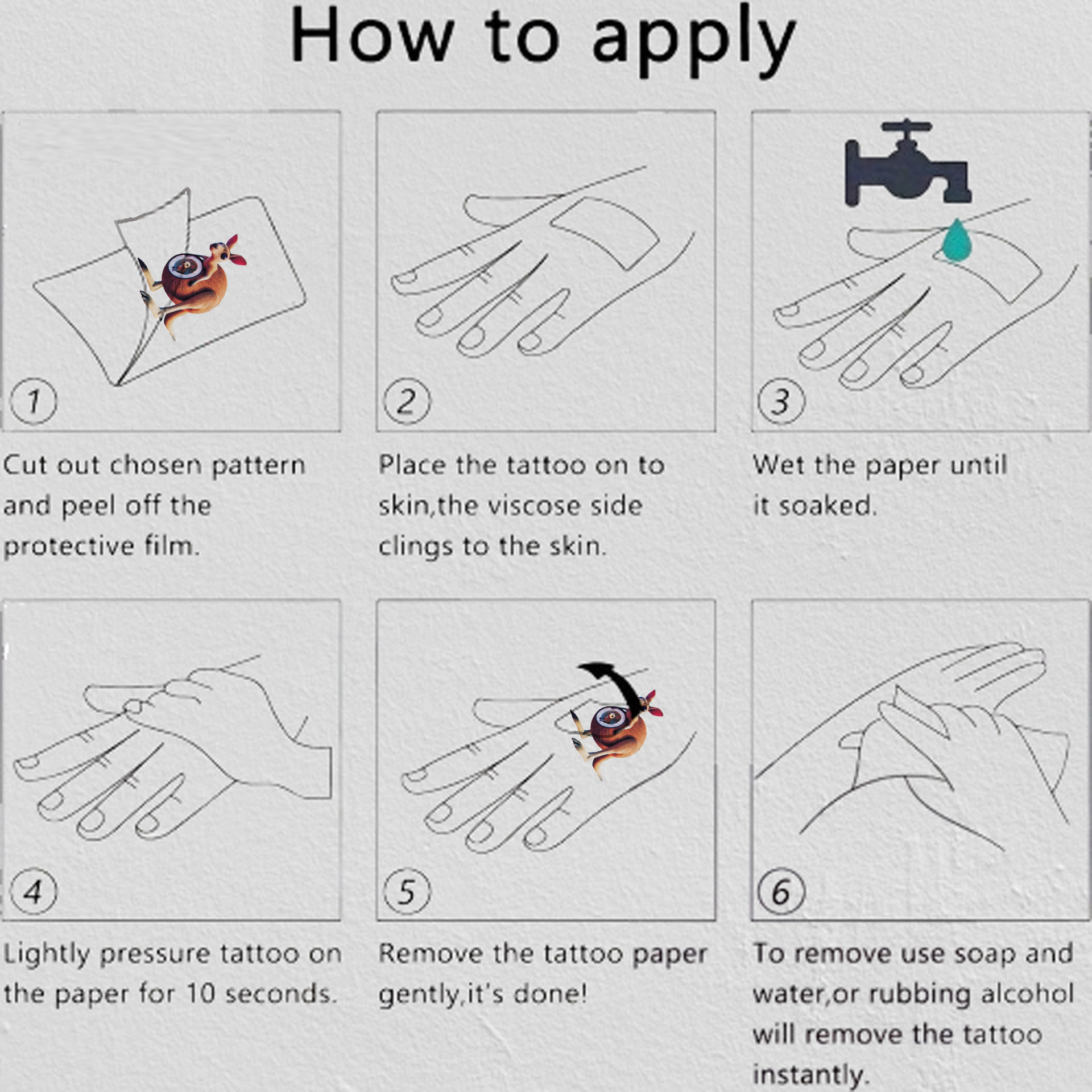 Cross-Border New Cartoon Mountain and Sea Scripture Tattoo Stickers for Children's Cute Party Activities Temporary Arm and Face Tattoo Stickers