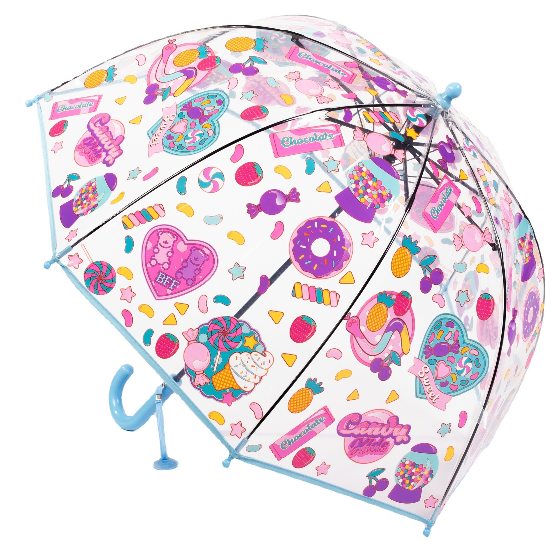 25 new kids colorful princess umbrella with edging cute transparent plastic printing unicorn umbrella in stock wholesale