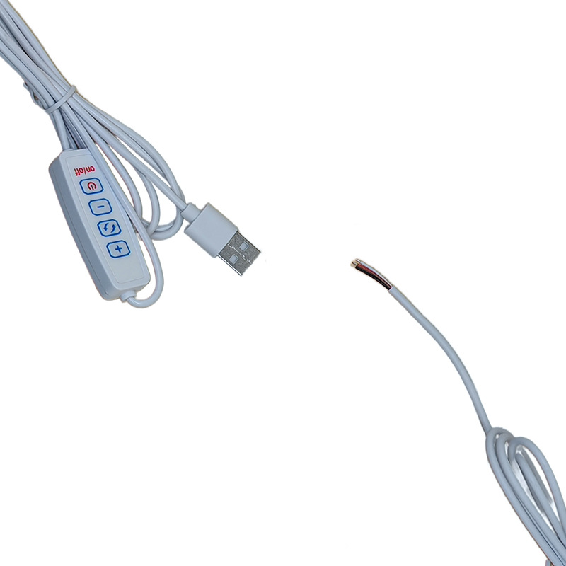 5V Switch Cable USB Desk Lamp Three-Color Night Light Led Live Broadcast Light Four-Key Dimming Switch Cable Control Power Cord