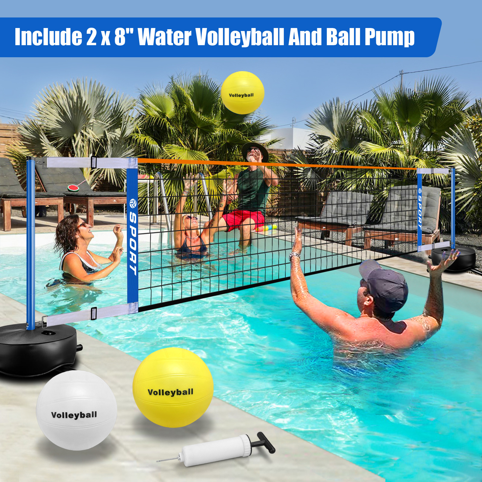 New outdoor indoor entertainment water volleyball net rack suit portable movable folding