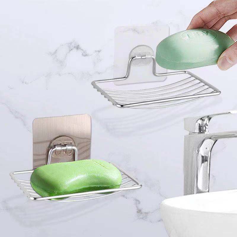 No-Drill Stainless Steel Soap Dish with Drainage, Soap Holder, Bathroom Wall-Mounted Storage Rack, Bathroom Mesh Rack, Bathroom Storage