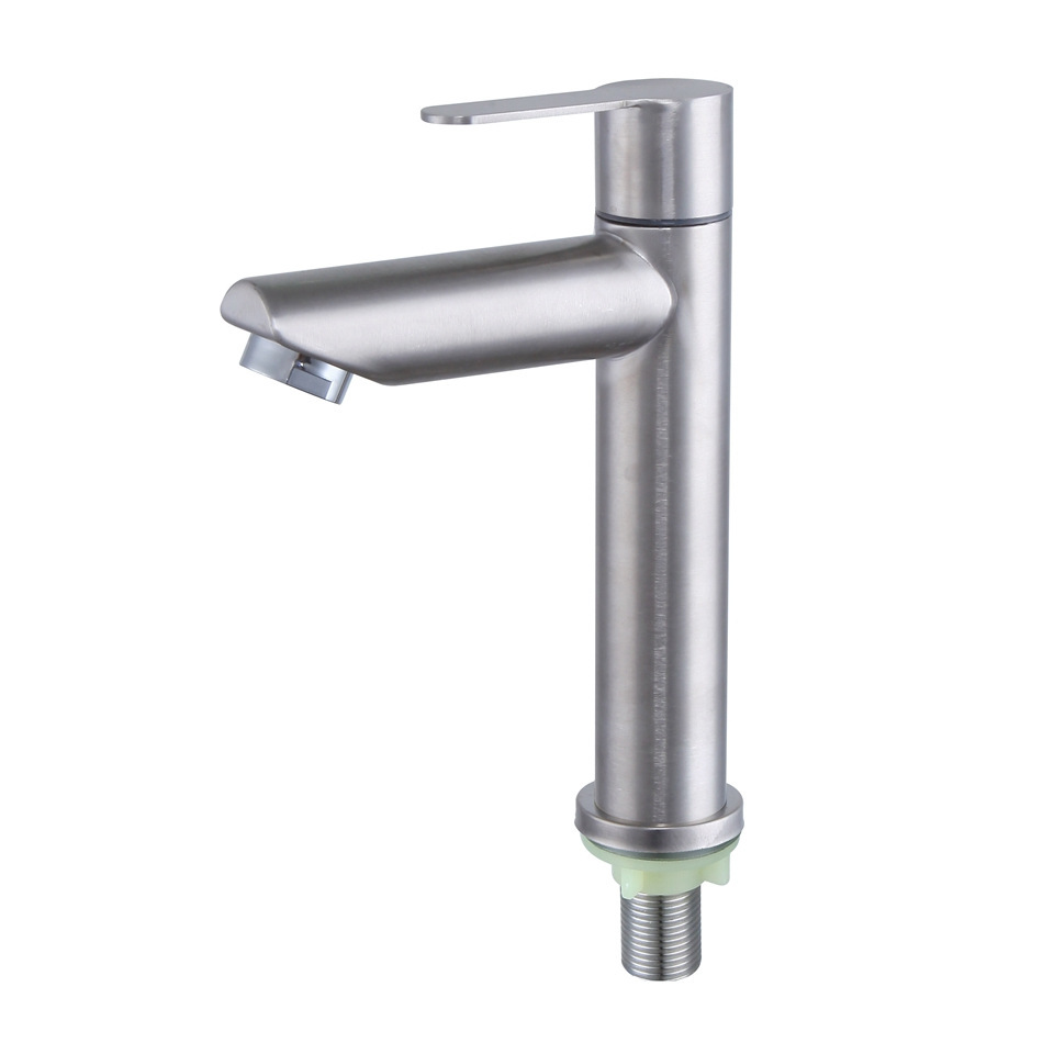 304 Stainless Steel Basin Faucet Single Hole Hot and Cold Single Cold Household Bathroom Bathroom Cabinet Wash Basin Above Counter Basin