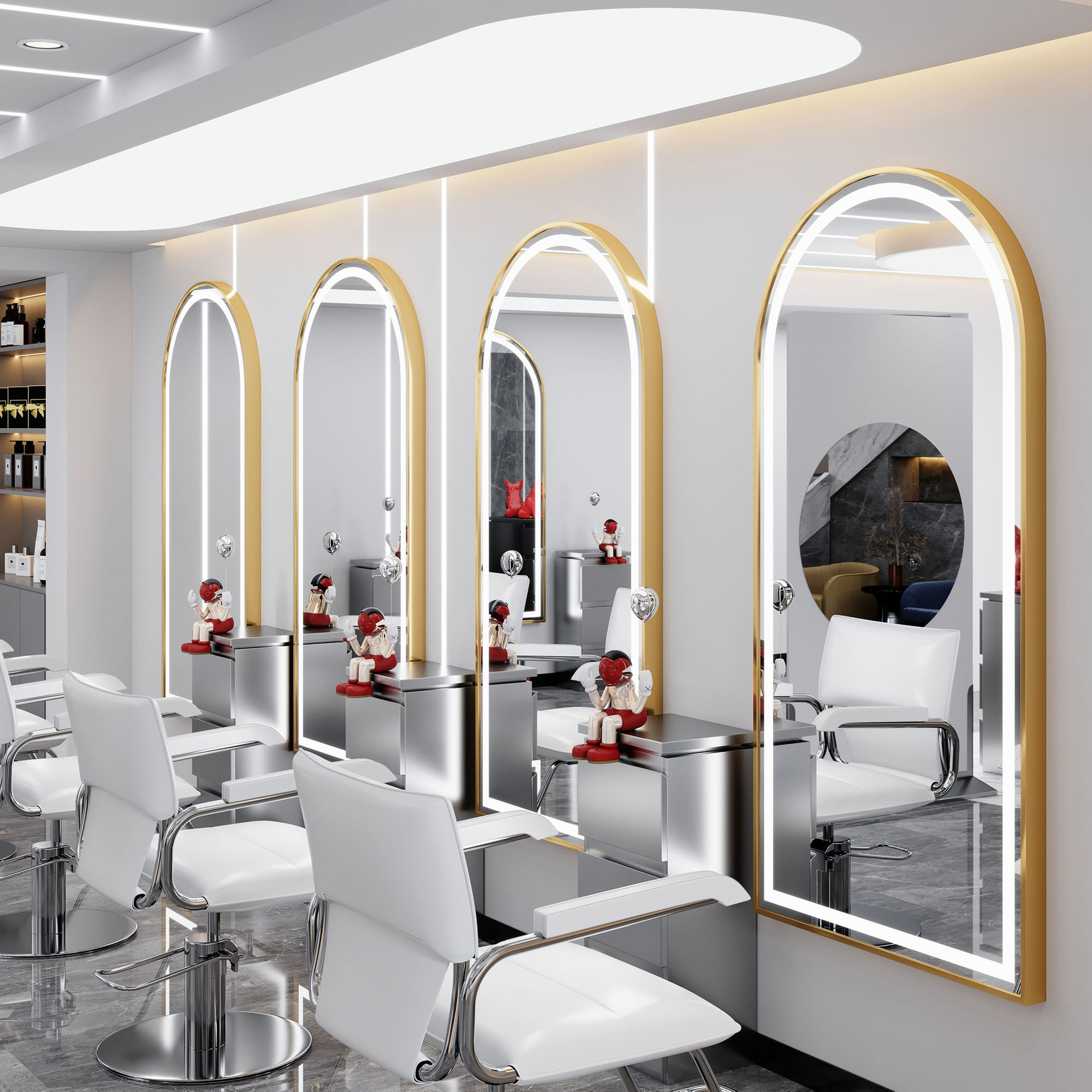 Factory direct barber shop hairdressing mirror table salon tide shop single wall simple light hair salon barber shop mirror