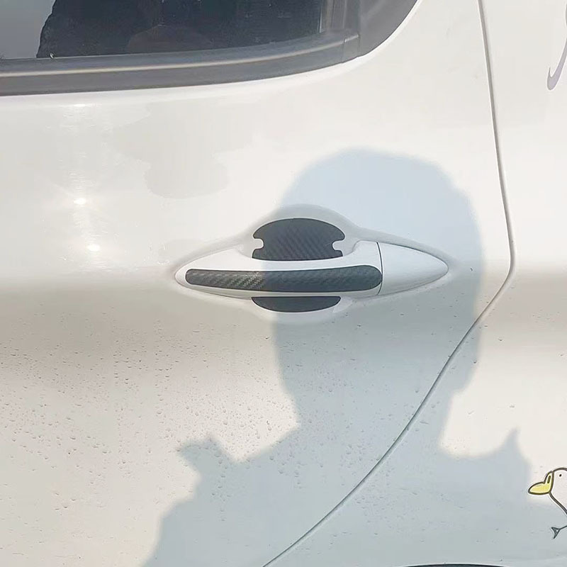 Car Carbon Fiber Pattern Door Bowl Sticker Universal Door Handle Protective Sticker Paint Anti-Scratch Protection Sticker Anti-Collision Strip Decorative Sticker