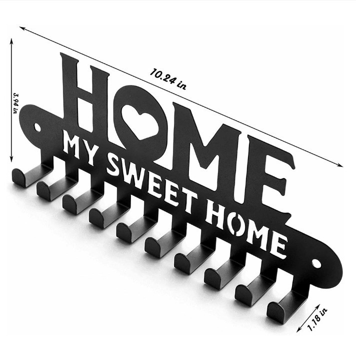 HOME Key Hanger Wall Storage Rack Metal Art Decoration Hook keysholder Coat Hood Entrance