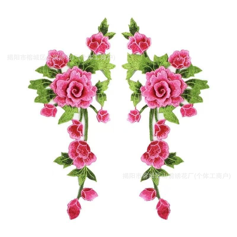 Water soluble three-dimensional embroidery DIY cloth stickers color peony hollow clothing accessories patch cheongsam stickers embroidery corsage