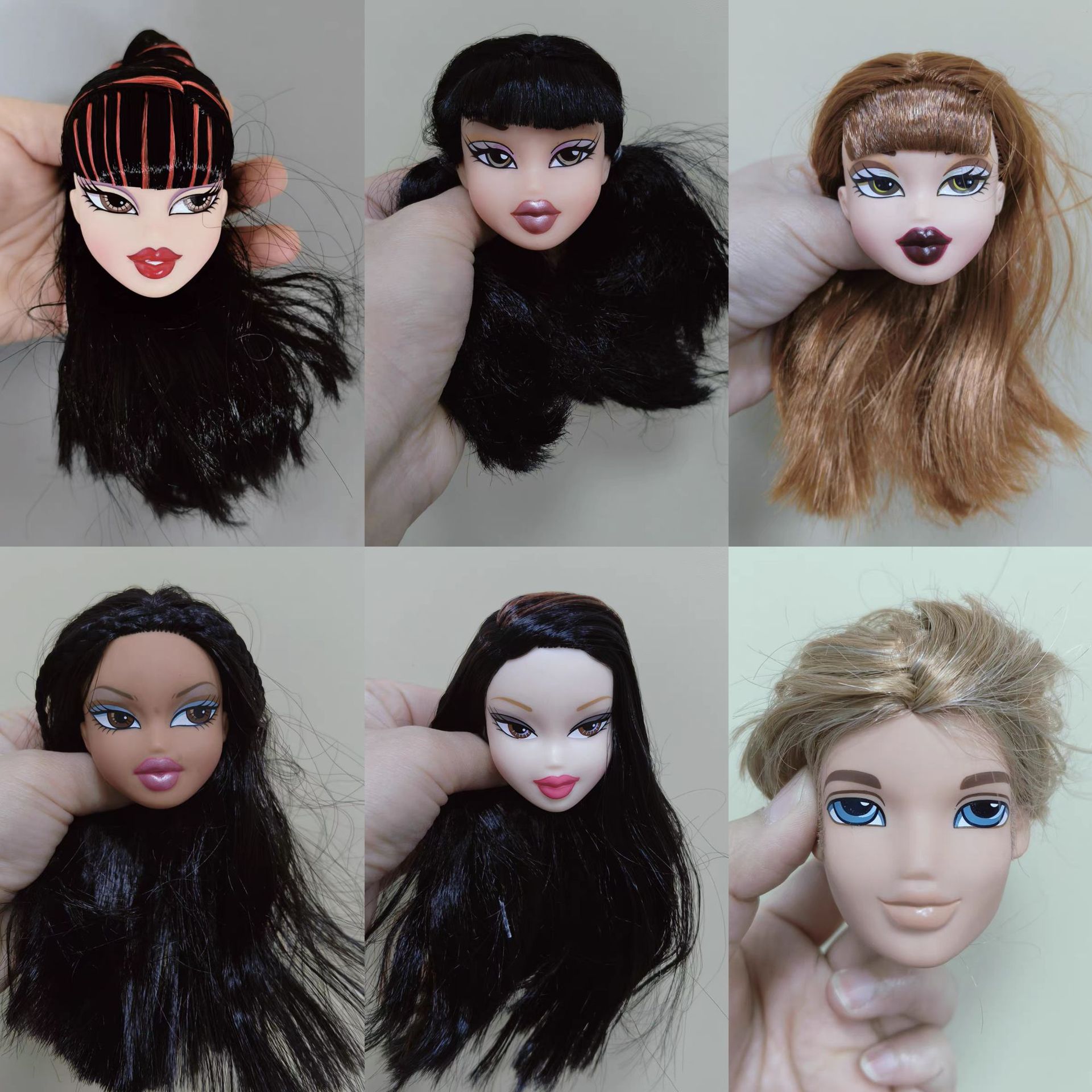 Оптовая голова куклы 6 точек, оригинальная зарубежная торговля, цветные волосы, разнообразные кросс-бордерные куклы для макияжа из Европы и США