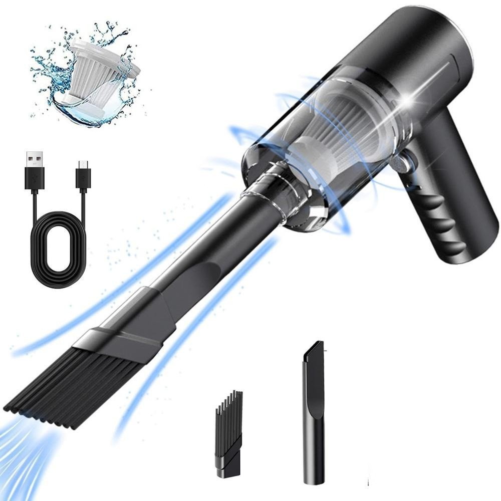 Cross-Border Car Vacuum Cleaner, High-Power Mini Rechargeable Blowing and Suction Lighting Handheld Wireless for Car Use