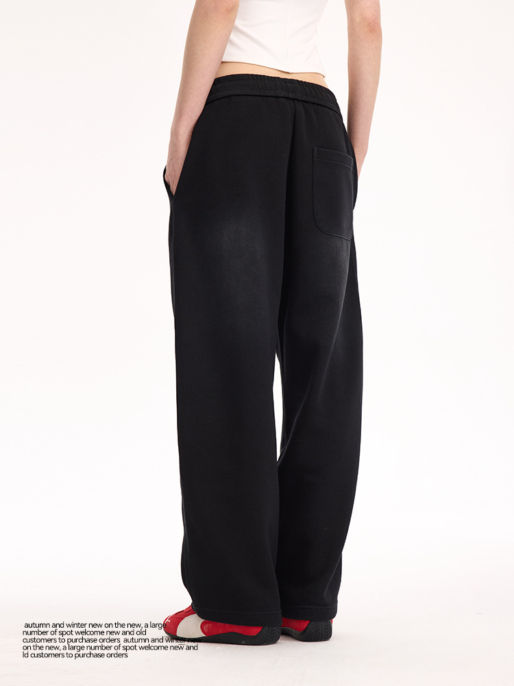 UNF Comfortable Lazy Air Layer Loose Dinging Knitted Straight Scimitar Pants Men's and Women's Casual Pants Spring and Summer New