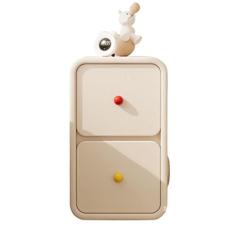 New Bedside Table Children's Cream Style Solid Wood Mini Small Household Narrow Style Extremely Narrow Two-Drawer Small Apartment