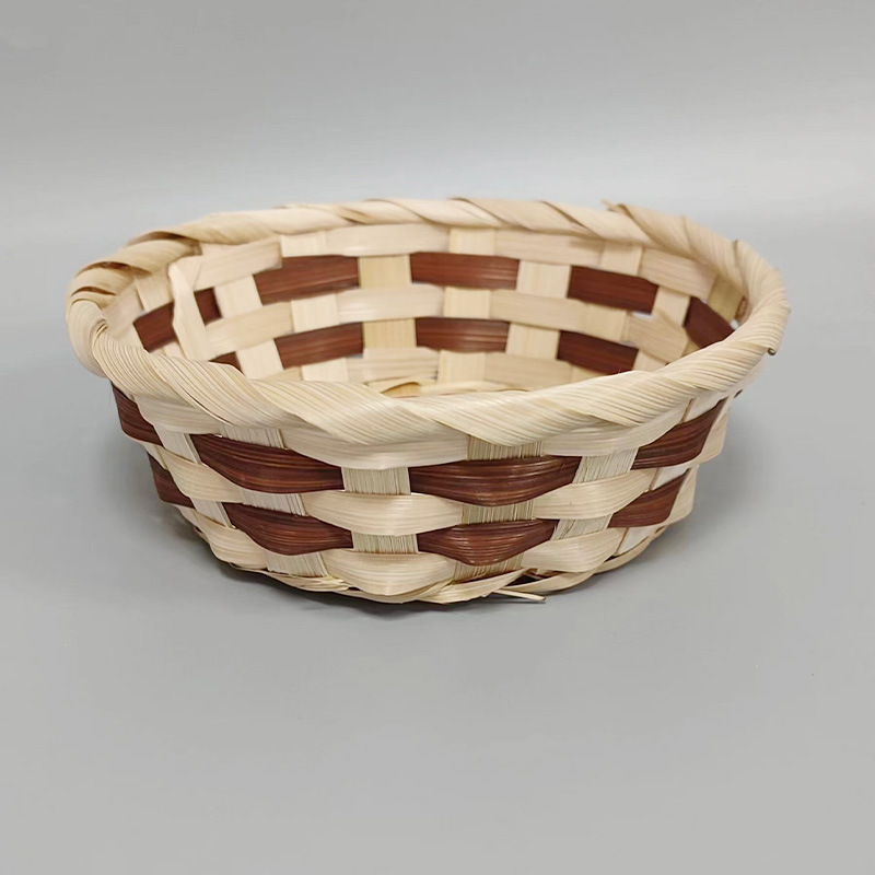 Hand-woven disposable smoothie bowl holder French fries biscuit bamboo basket snack stall barbecue bamboo small bowl color basket