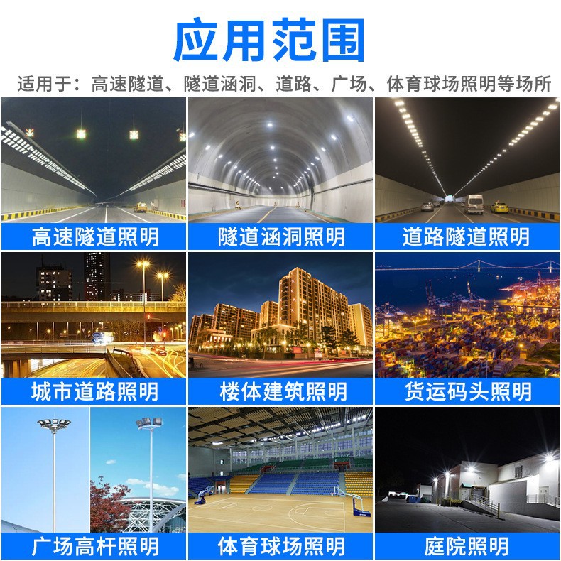 High-Efficiency Tunnel Lights, Outdoor Tunnel and Culvert Square Road Intelligent Lighting Fixtures, High-Power Floodlights