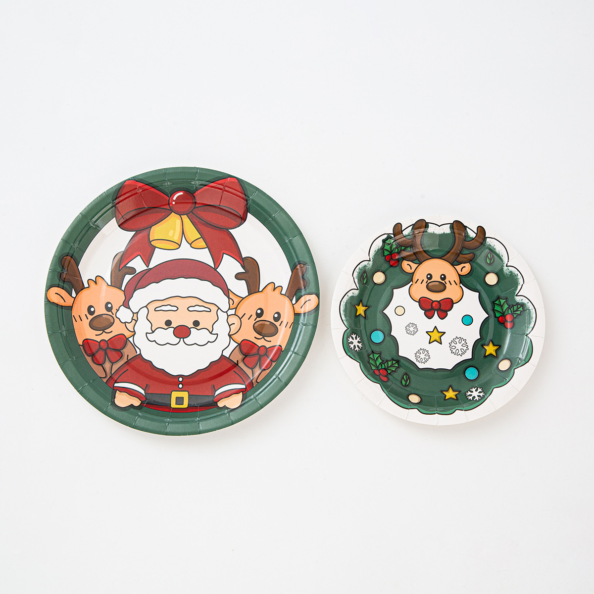 Merry Christmas Santa Claus Elk Theme Disposable Paper Plate Set Snowflake Party Paper Plate