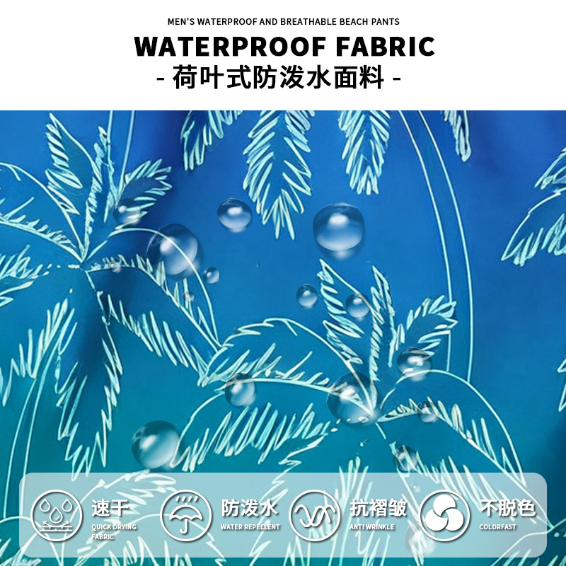 Cross-Border Double-Layer Beach Shorts for Men, European and American Digital Print, Quick-Drying, Casual, Loose-Fitting Swim Trunks, Men's Beach Shorts, Water-Repellent