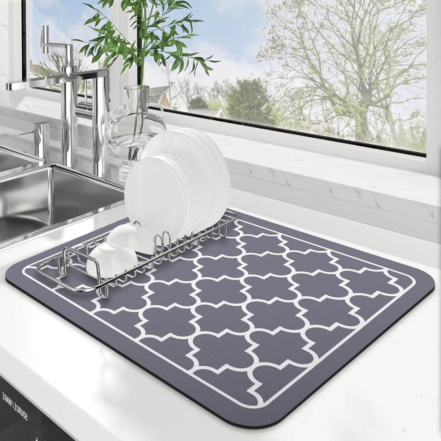 Nordic Kitchen Desk Calendar Anti-Oil Stain Mat Bowl and Plate Non-Slip Drying Mat Stain-Resistant and Water-Absorbent Kitchen Mat Cross-Border Dropshipping