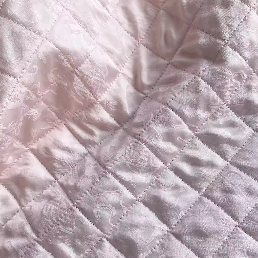 Silk Jacquard Quilted Wool Silk Satin Thickened Thermal Lining Autumn and Winter High-End Lining Fabric