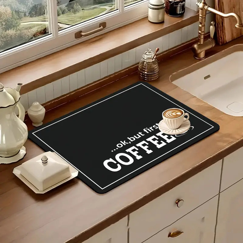 A Cross-Border American-Style Draining Light Luxury Diatomaceous Earth Absorbent Non-Slip Washable Coffee Machine Kitchen Countertop Mat Quick-Dry Mat