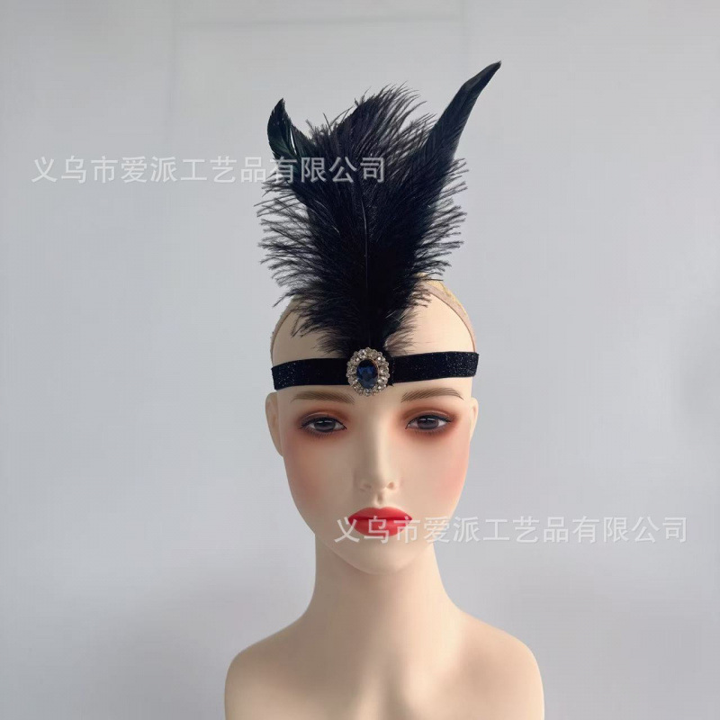 20S Gatsby Party Black Smoke Rod Pearl Necklace Gloves Bracelet Feather Headband Accessories Wholesale