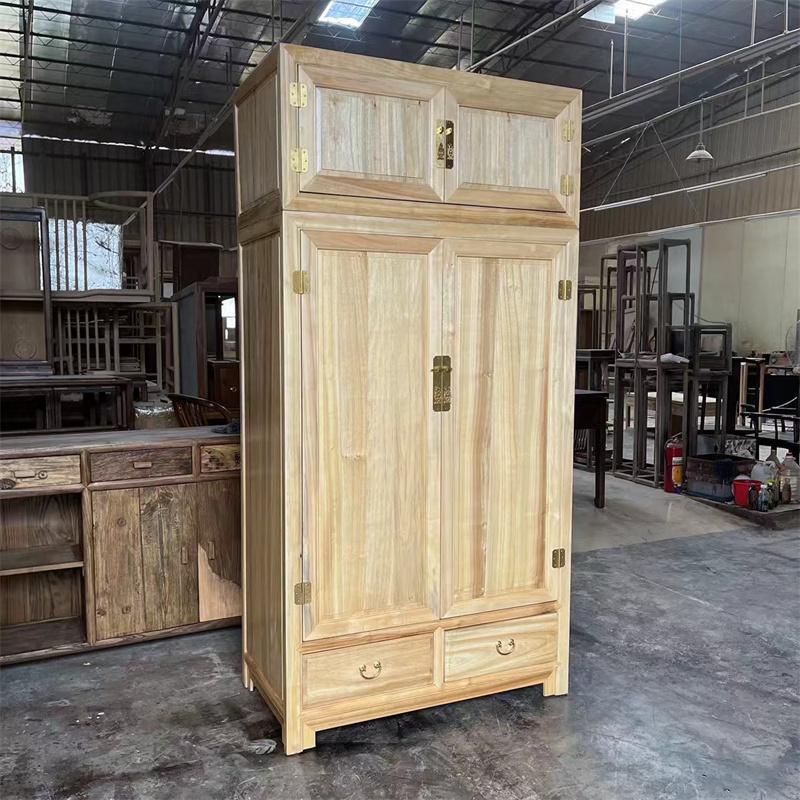 # Chinese-Style Camphor Wood Wardrobe with Full Camphor Wood Top Box Cabinet, Solid Wood Wardrobe for Home Bedroom, Large Capacity, Insect-Proof, Hanging Clothes