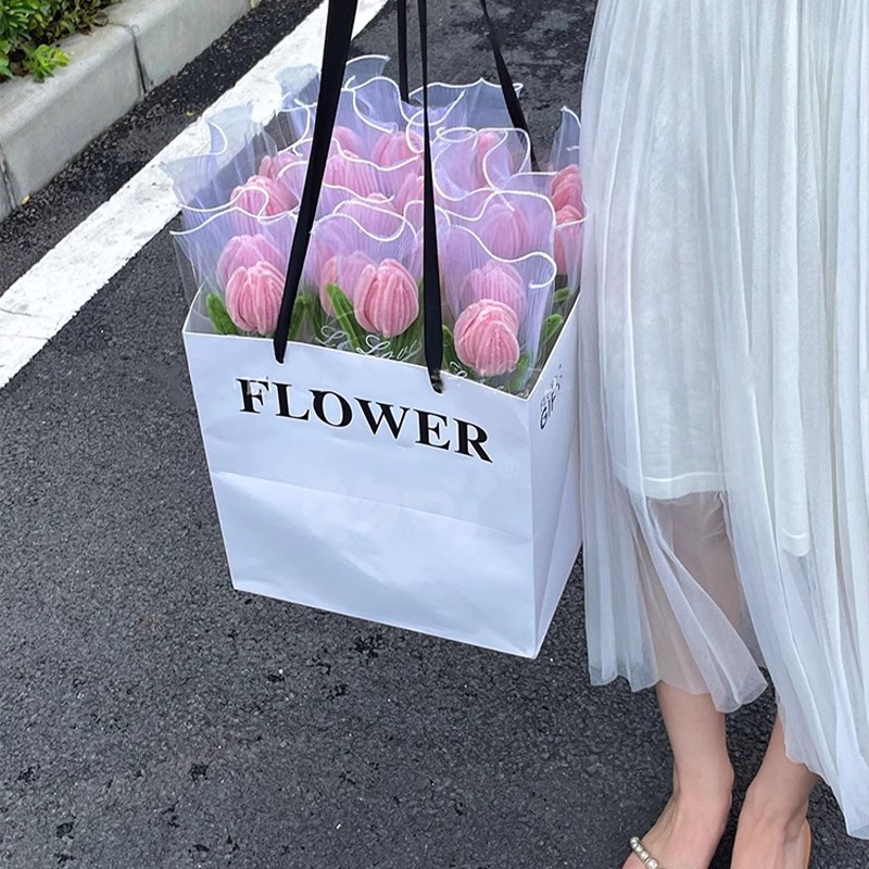 Creative tulip twist stick bouquet handmade diy material bag for employees and elders graduation season gifts gift flowers