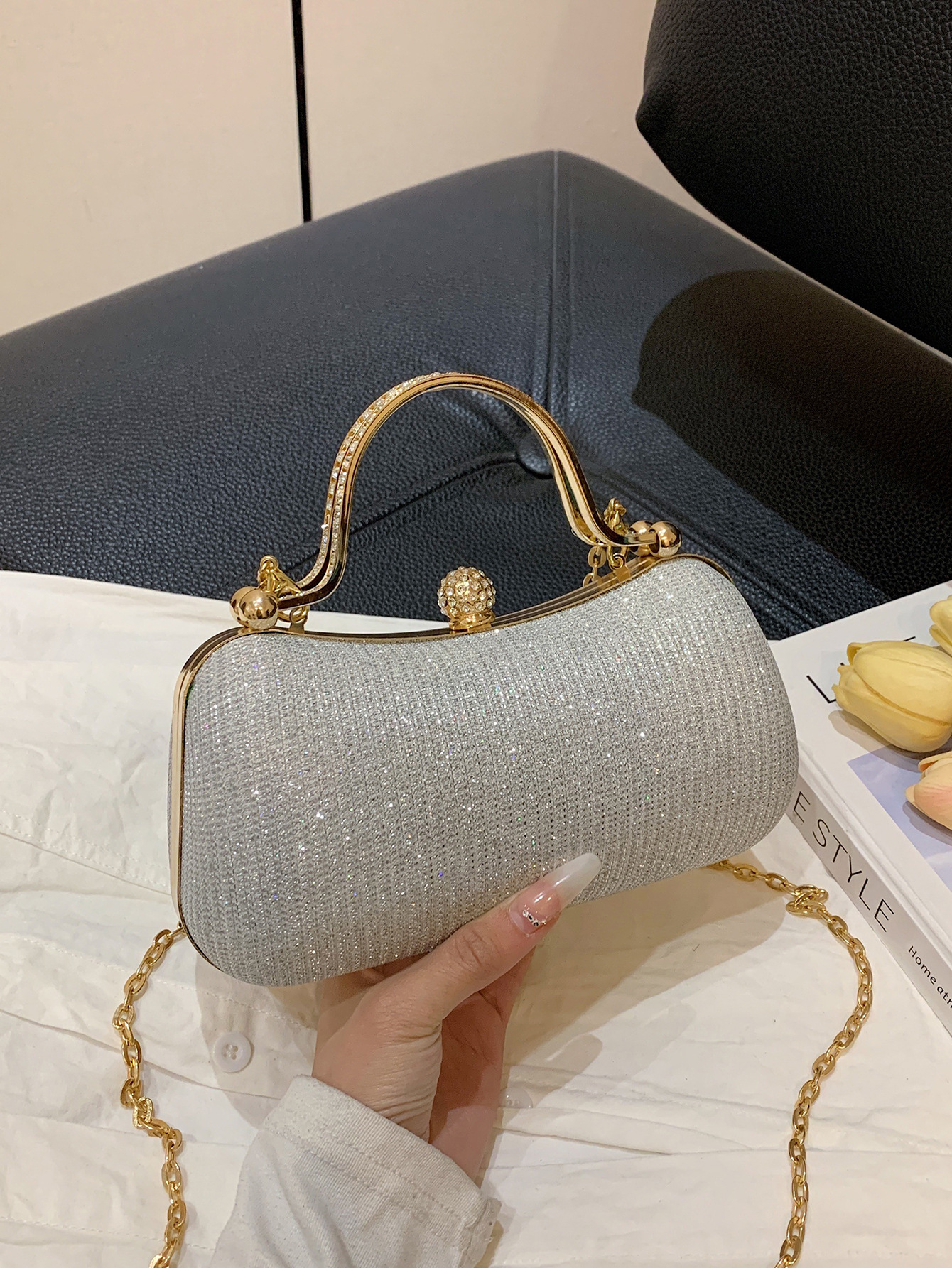 Evening Bag This Year's Popular Women's Texture and Exquisite Women's Bag Simple Lock Small Bag Single Shoulder Crossbody Chain Bag for Women