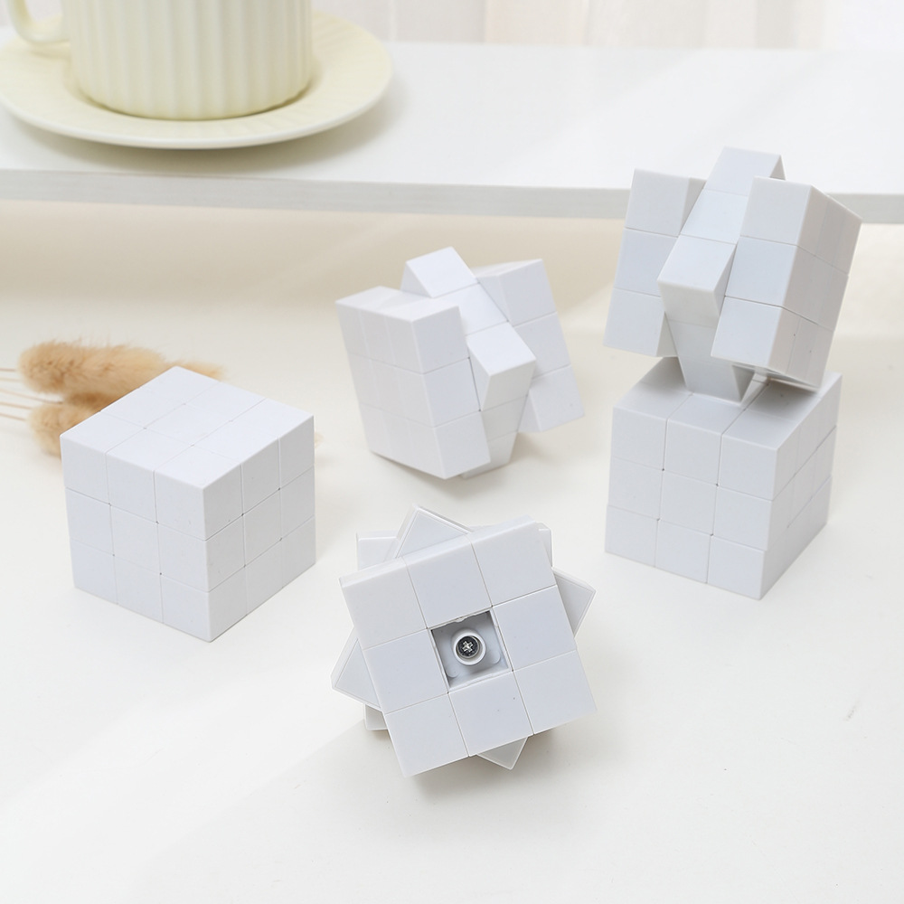 UV Printing Rubik's Cube Third-order White Embryo Creative Gift Cartoon Right Angle Seamless Spring Screw Rubik's Cube Keychain