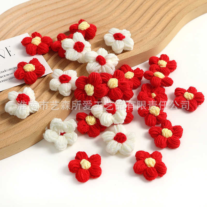 DIY Accessories Accessories Wool Puff Flower Crochet Flower Handmade Crocheted Hairpin Pin Brooch Bag Clothing Popular Small Flower