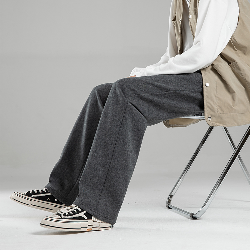 Tao Factory Men's Sweat Pants Sports Casual Pants Spring and Autumn Clothing Korean Fashion Sports Loose Autumn and Winter fleece-lined