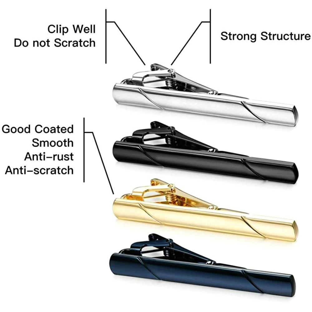 Cross-Border Temu Clothing Tie Clip, Men's Light Luxury Stainless Steel Tie Clip, Diagonal Pattern, Smooth Surface, High-End Tie Clip