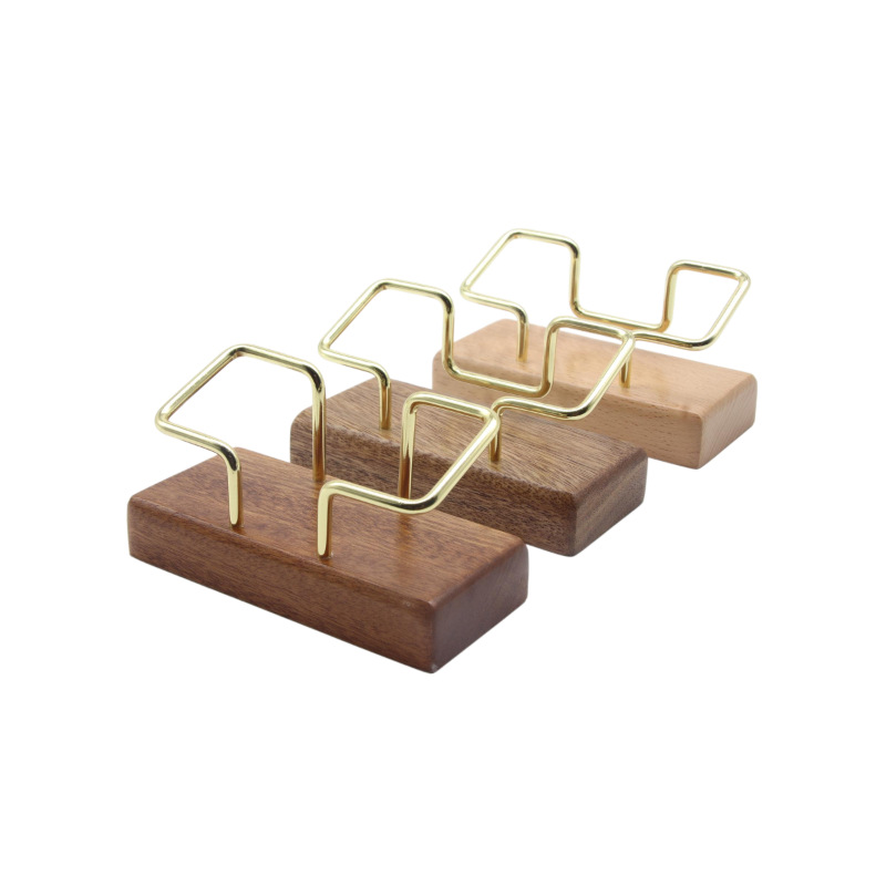 New Single-Layer Geometric Solid Wood Business Card Holder, High-End Black Walnut Beech Wood Business Office Desk Large-Capacity Storage Box